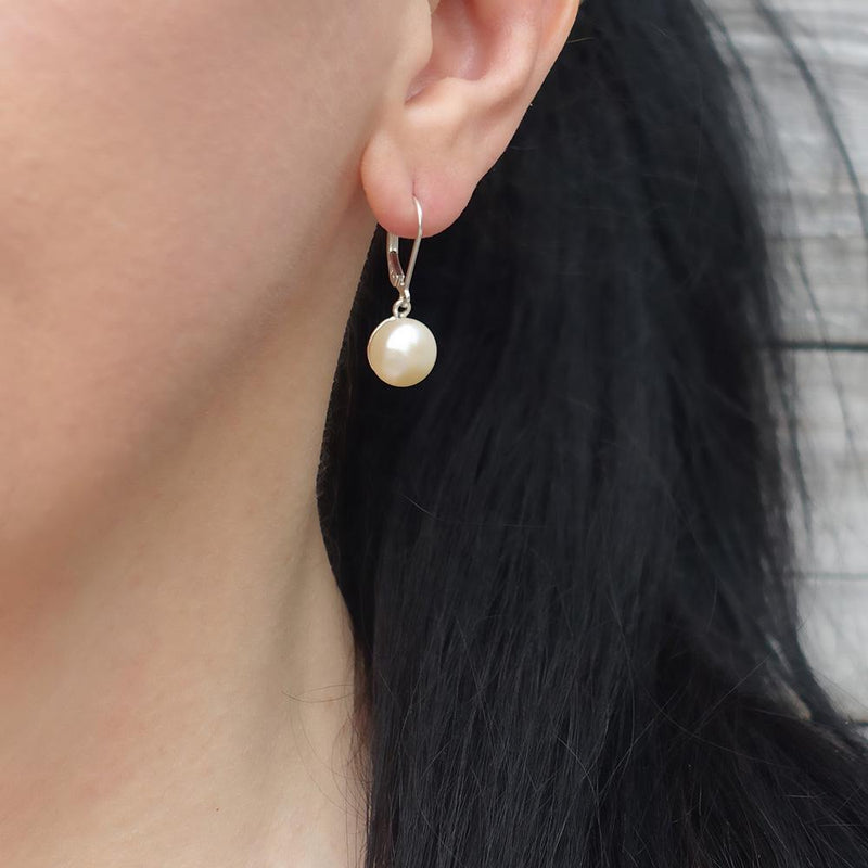 pearl and Mexican silver leverback earrings
