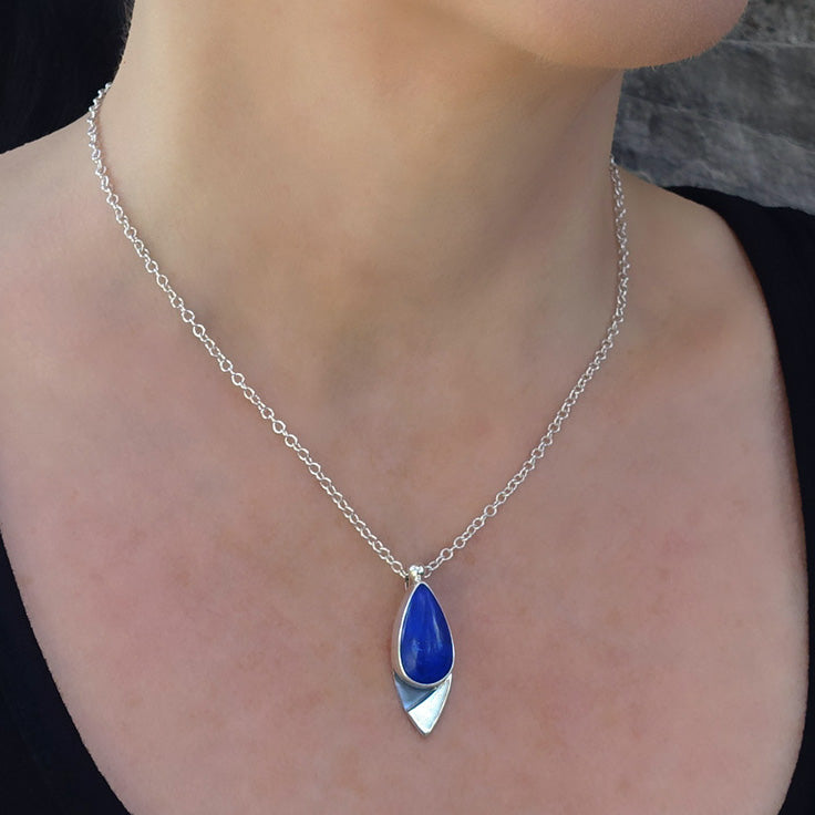 lapis lazuli teardrop pendant necklace