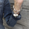 Chunky Sterling Silver Heart Charm Toggle Bracelet