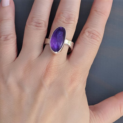 sterling silver and genuine amethyst ring