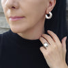 Chunky Puffy Hammered Silver Donut Hoop Earrings