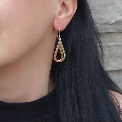 Sterling Silver and Copper Teardrop Earrings