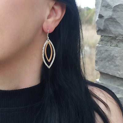 Sterling Silver and Copper Layered Drop Earrings