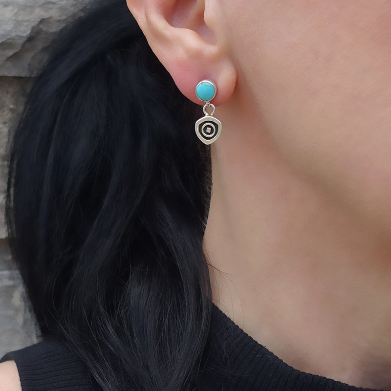 artisan sterling silver and turquoise earrings