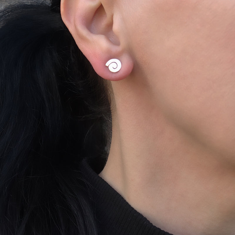 small sterling silver spiral stud earrings