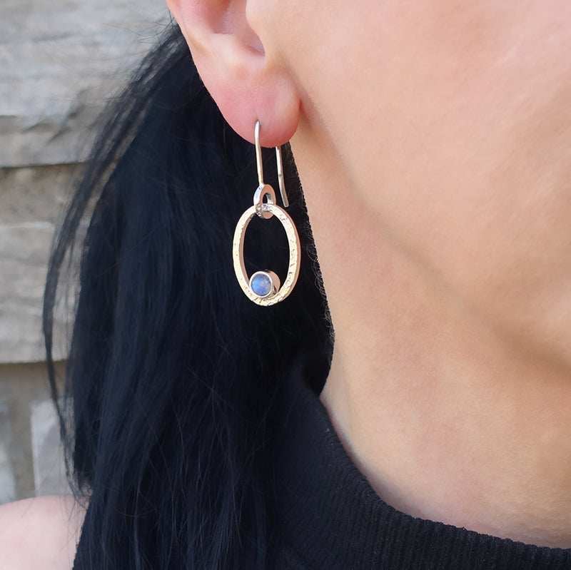 sterling silver and moonstone oval drop earrings