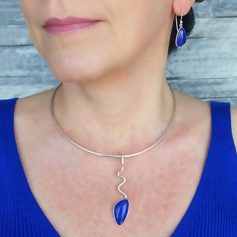 artisan crafted lapis lazuli silver necklace