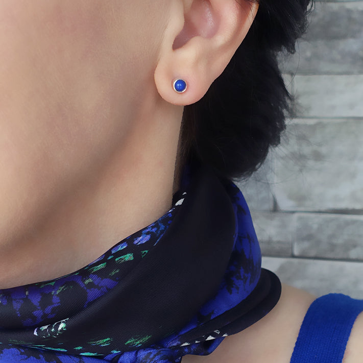 tiny lapis lazuli stud earrings