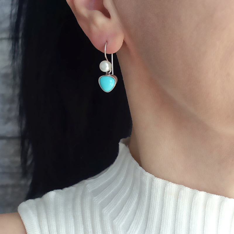natural turquoise and pearl earrings
