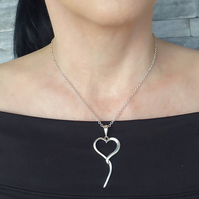 Sterling Silver Open Heart Pendant Necklace