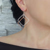 Large Copper and Silver Geometric Dangle Earrings