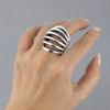 Chunky Silver Multi Band Statement Ring
