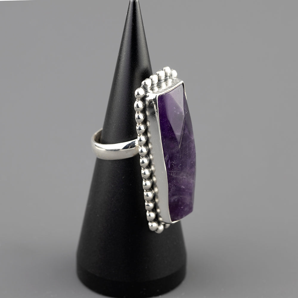 Long Amethyst Statement Ring