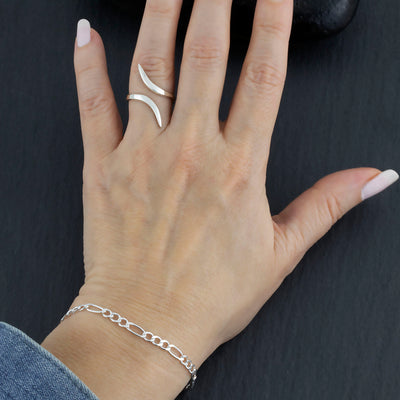 Thin Sterling Silver Open Front Bypass Ring