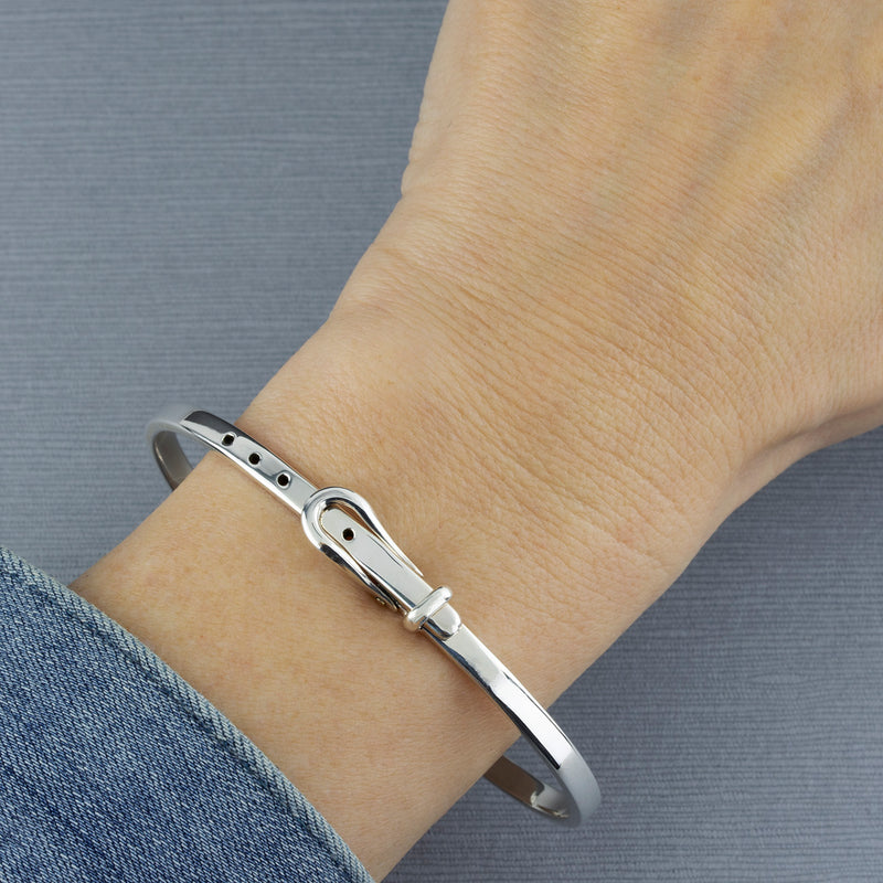 thin sterling silver belt buckle bangle bracelet