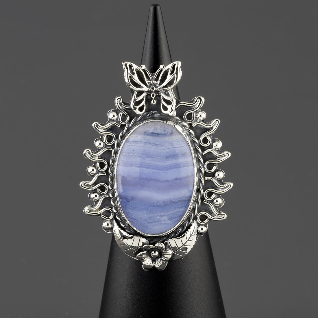 Wings of Serenity Blue Lace Agate Ring