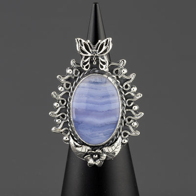 Wings of Serenity Blue Lace Agate Ring