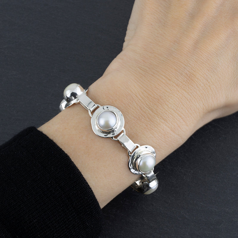 sterling silver and pearl bracelet