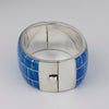 Large Blue Opal Sterling Silver Bangle Bracelet