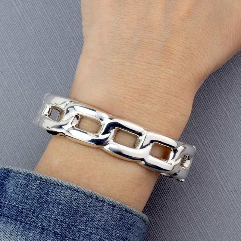 chunky sterling silver chain bangle