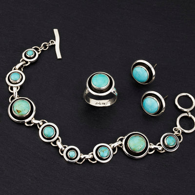 Turquoise and Sterling Silver Circle Bracelet