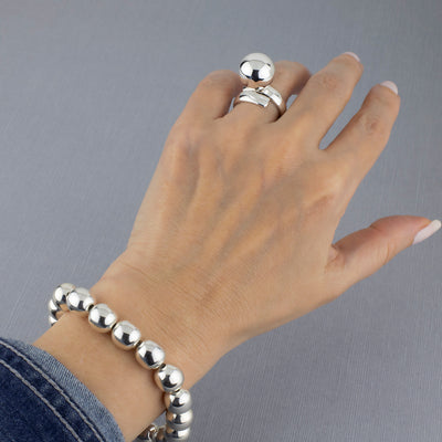 Sterling Silver Big Single Ball Ring