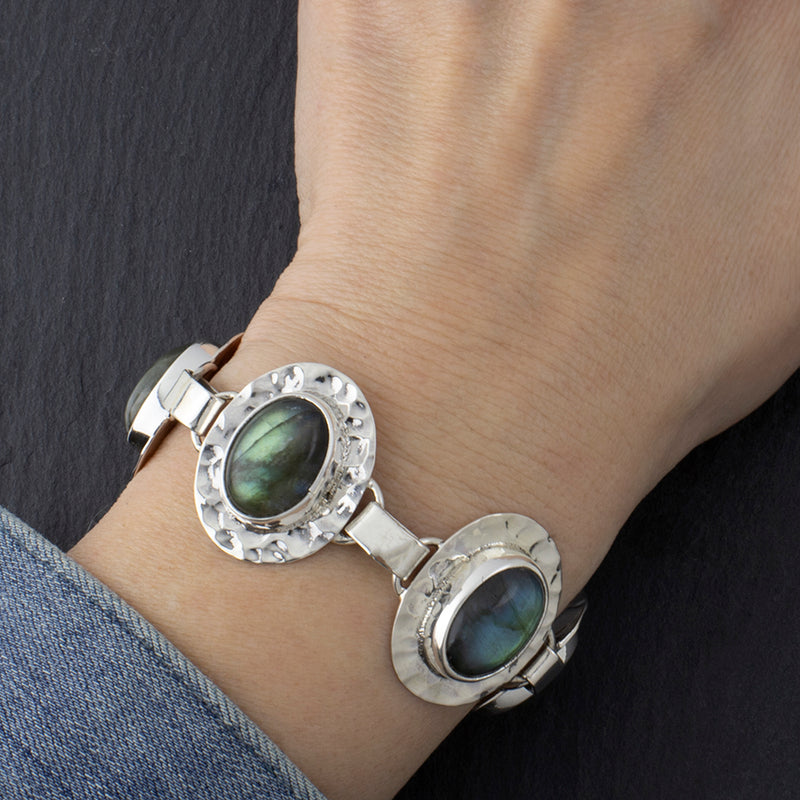 sterling silver and labradorite stone bracelet