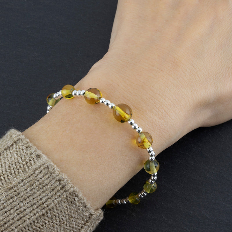 sterling silver and amber bead bracelet