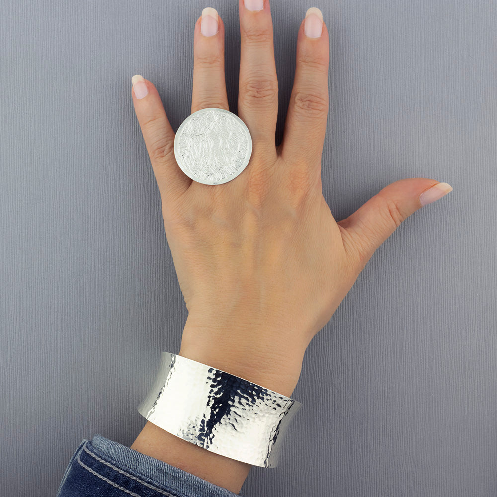 Large Sterling Silver Disc Statement Ring
