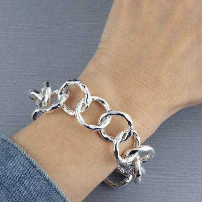 Chunky Sterling Silver Circles Link Bracelet