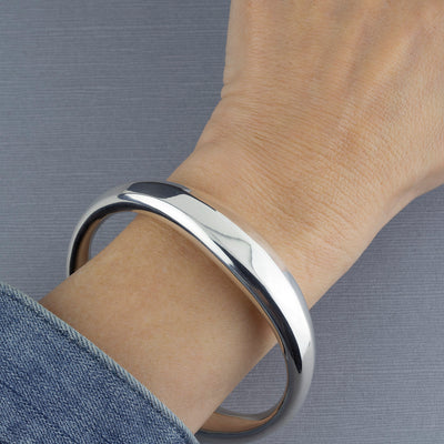 Chunky Silver Statement Bangle Bracelet