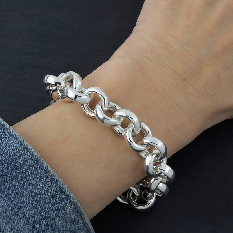 chunky silver rolo link bracelet