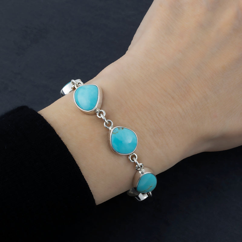 genuine turquoise link bracelet