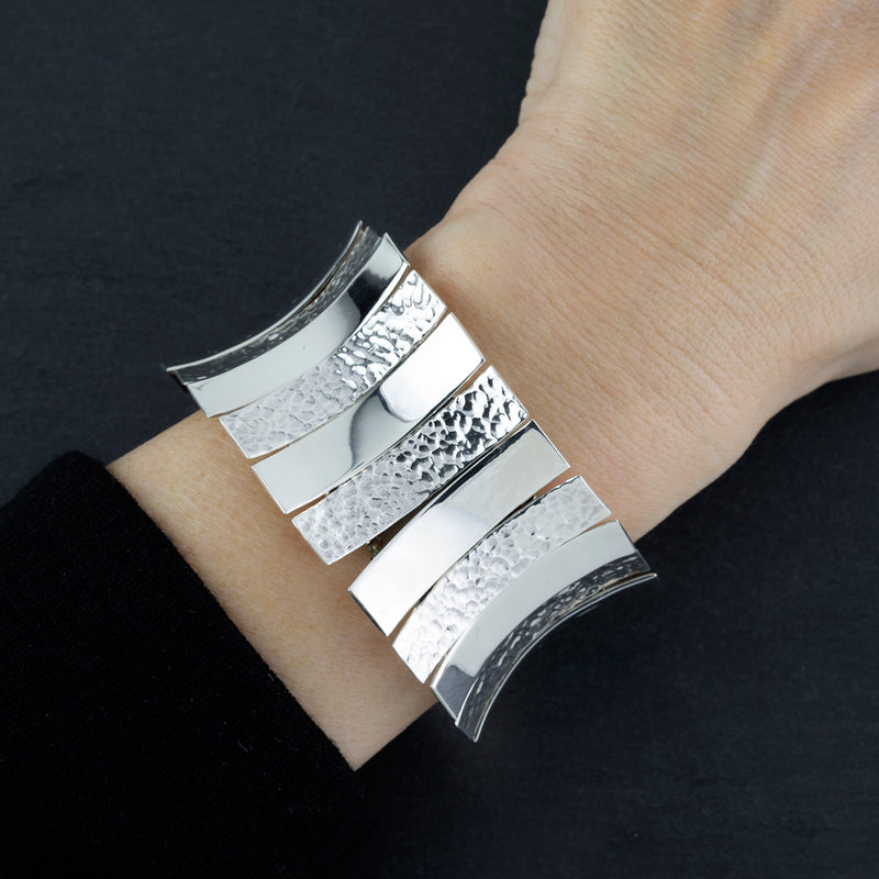 elastic sterling silver statement bracelet