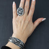 Large Corrugated Mexican Silver Ring
