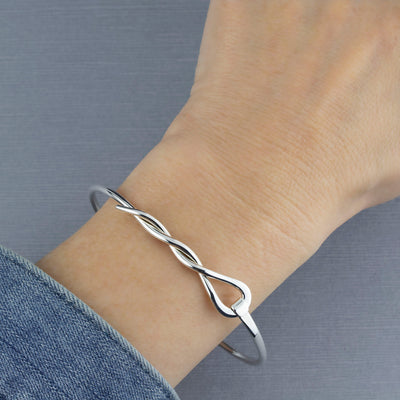 Twisted Hook Bangle Bracelet in Sterling Silver