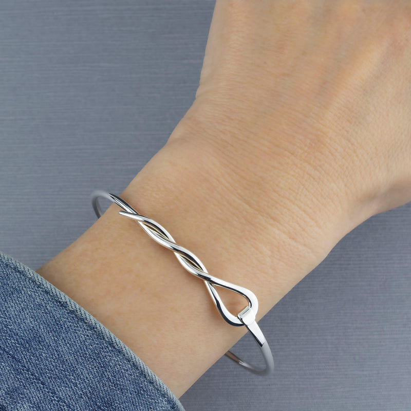 twisted hook bangle bracelet in sterling silver