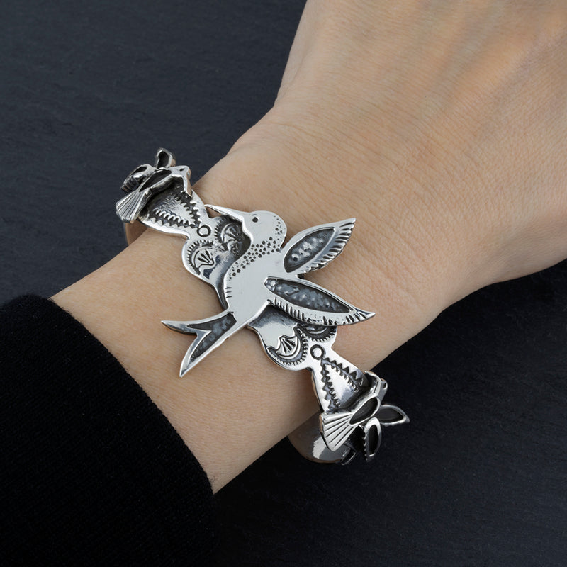 sterling silver hummingbird cuff bracelet