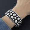 Large Mexican Silver Beaded Stud Cuff Bracelet