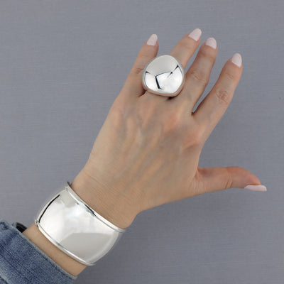 Bold Oversized Electroformed Silver Dome Ring