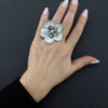 Oversized Mother of Pearl Carved Flower Ring
