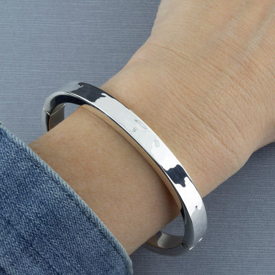 Oval Hinged Sterling Silver Bangle