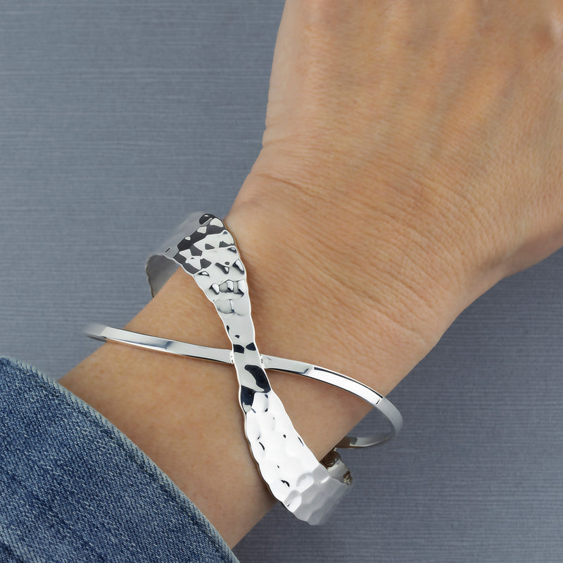 big sterling silver criss cross cuff bracelet