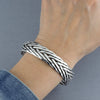Taxco Mexico Silver Woven Cuff Bracelet