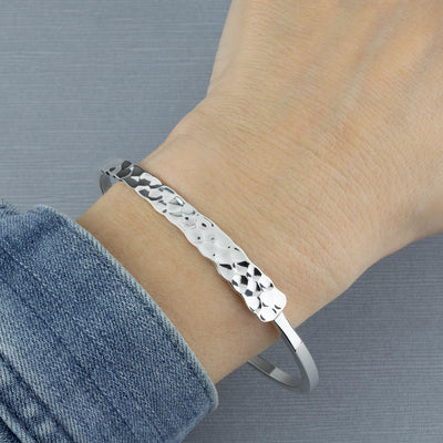 Hammered Silver Wrap Bangle