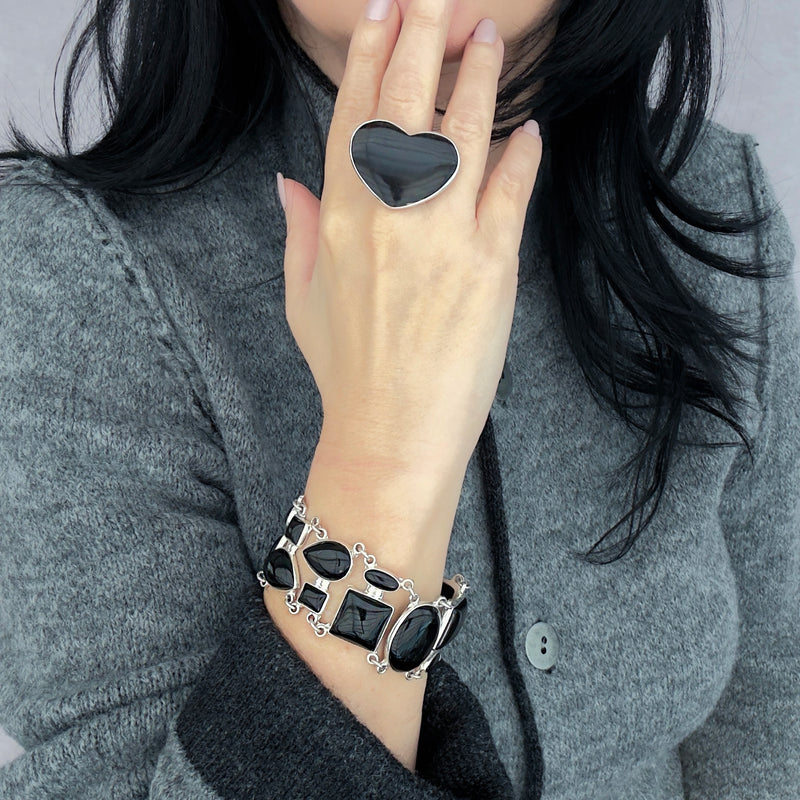 obsidian kiss large heart ring