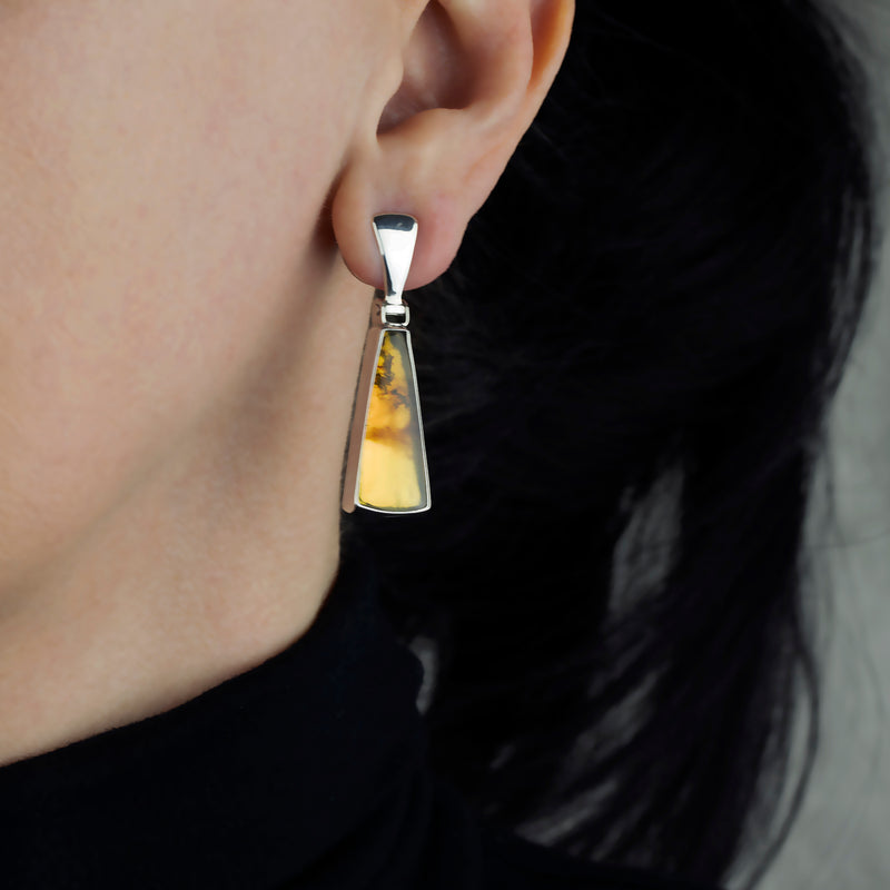 sterling silver and amber drop earrings