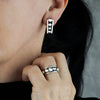 Taxco Silver Beaded Stud Drop Earrings
