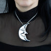 Oversized Sterling Silver Moon Face Necklace