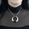 Large Hammered Silver Open Circle Pendant Necklace